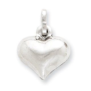 Sterling Silver Puffed Heart Charm: Jewelry