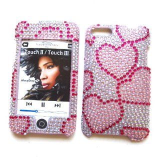 Apple iPod Touch 2nd & 3rd Generation Snap on Protector Hard Case Rhinestone Cover "Pink Love" Design: Cell Phones & Accessories