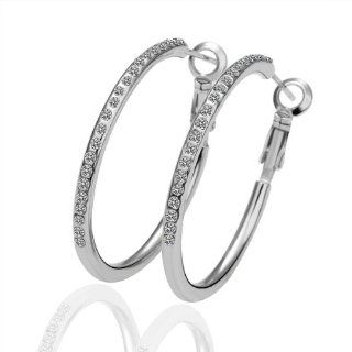 Swarovski Elements Crystal Hoop Earring 18K gold plated earrings, Fashion jewelry, nickel free, plating platinum, Rhinestone, EGS019 S: Jewelry