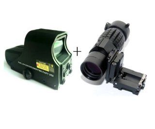 Sale Red & Green Dot Tactical UFC551 Rifle Scope +Tactical 3X Magnifier Scope Sight with Flip To Side 20mm Rail Mount Scopes Set : Sports & Outdoors