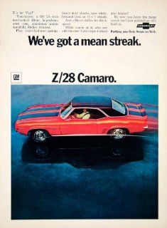 1968 Ad Z/28 Camaro Red Black 302 V8 Hurst Holley Chevrolet GM Auto Car Stripes   Original Print Ad   Vintage Camaro Art