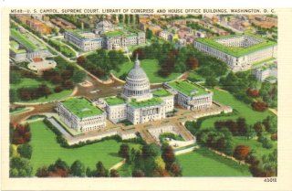 1940s Vintage Postcard U.S. Capitol, Supreme Court, Library of Congress and House Office Buildings Washington D.C.: Everything Else