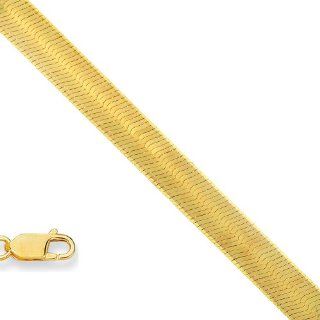 14k Solid Yellow Gold 5 mm (13/64 Inch) Herringbone Bracelet 7" w/ Lobster Claw Clasp: Link Bracelets: Jewelry