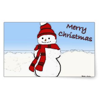 Snowman Cartoon Stickers Rectangle