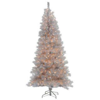 Silver White Pre Lit Christmas Tree  