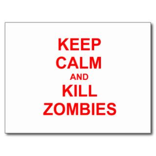 Keep Calm and Kill Zombies orange pink red Post Card