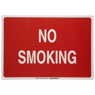 Brady 141951 20" Width x 14" Height B 555 Aluminum, White on Red Sign, Legend "No Smoking": Industrial Warning Signs: Industrial & Scientific