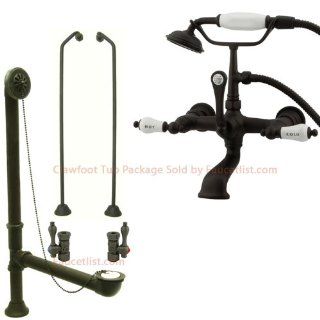 Oil Rubbed Bronze Wall Mount Clawfoot Tub Faucet w Hand Shower Package CC555T5 CC555T5system   Bathtub Faucets  
