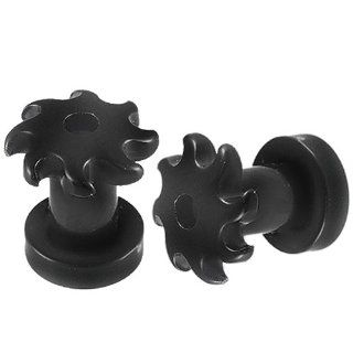 6G 6 gauge 4mm   Black Acrylic screw fit Flesh Tunnels Ear Plugs AAAT   Ear Stretching Expanders Stretchers   Sold as a Pair: Body Piercing Tunnels: Jewelry