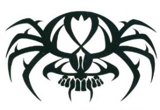 Tribal Skull Spider Temporary Body Art Tattoos 2.5" x 3.5": Clothing