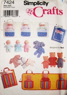Simplicity Sewing Pattern 7424 8.5"   10.5" Dolls & Teddy Bears, Clothes and Carry Case ~ Craft Pattern: Everything Else