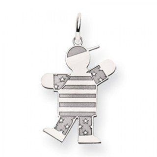 Patriotic Boy Charm in 14kt White Gold   Polished Finish   Remarkable   Women: GEMaffair Jewelry