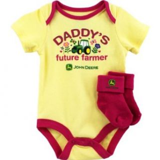 John Deere Infant Yellow Bodysuit Socks SNU577Y: Clothing