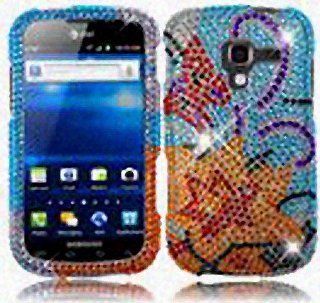 Blue Flower Bling Gem Jeweled Crystal Cover Case for Samsung Galaxy Exhilarate SGH I577 Cell Phones & Accessories