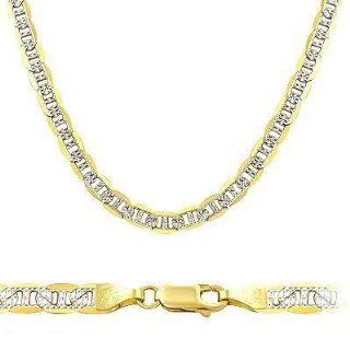 Solid 14k Yellow White Gold Mariner Chain Necklace 3.5mm 16": Jewelry