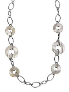 ELLE Jewelry Sterling Silver White Mother Of Pearl Multi Station Necklace Claire Vessot Jewelry