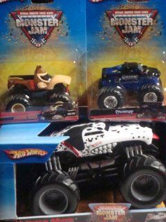 Hot Wheels Monster Jam Dalmation Monster Mutt 1/24 With Predator & Donkey Kong 1/64 {3 Pieces}: Toys & Games