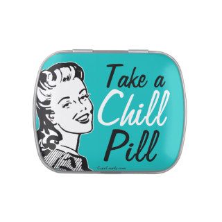 Funny Retro Woman Take a Chill Pill Jelly Belly Candy Tins