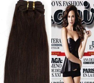 16" #2 DARK BROWN，100% Real Human Hair Straight Weaving Weft Extensions : Human Hair For Weaving : Beauty