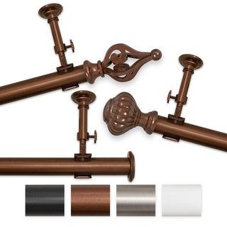 Elegant Touch 144 to 240 inch Adjustable Curtain Rod Set Curtain Hardware
