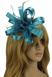 KCMODE Womens Bows Ribbons Hair Fascinator on Comb Teal Blue Shoes