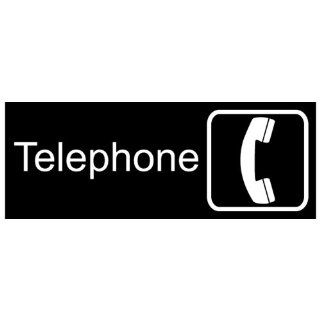 Telephone White on Black Engraved Sign EGRE 590 SYM WHTonBLK : Business And Store Signs : Office Products