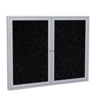 2 Door Aluminum Frame Enclosed Recycled Rubber Tackboard Size: 48" H x 60" W x 2.25" D, Surface Color: Tan Speckled : Combination Presentation And Display Boards : Office Products