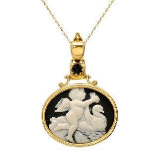 Tagliamonte Classics 18kt Yellow Gold Black Porcelain Pendant Necklace, 18": Jewelry
