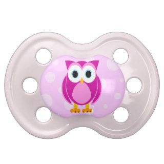 Cute Cartoon Owl   Pink Baby Pacifier