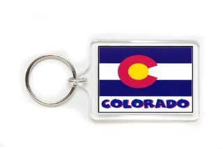 Souvenir Colorado Flag Double Sided Acrylic Key Ring Medium Keyring Keychain: Everything Else