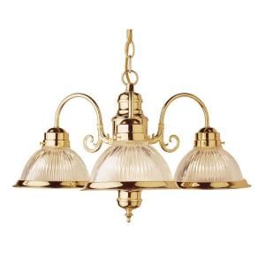 Filament Design Cabernet Collection 3 Light Polished Brass Chandelier with Clear Ribbed Shade CLI WUP510950