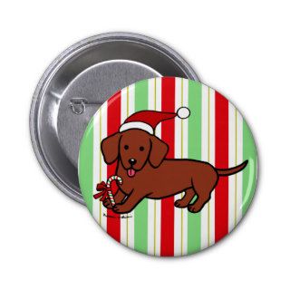 Dachshund Christmas Cartoon Pinback Buttons