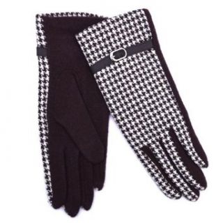 Houndstooth Pattern Knitted Wool Gloves, Brown at  Womens Clothing store