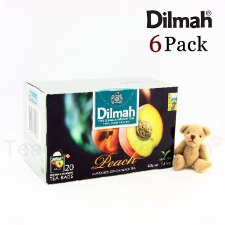 Peach Tea / Ceylon Black Tea with Peach Flavor   Dilmah Exotic Peach Flavored Tea (6 Packs Bonus Pack) : Grocery & Gourmet Food