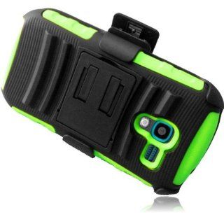 Samsung T599 Galaxy Exhibit ( Metro PCS , T Mobile ) Phone Case Accessory Light Green Dual Protection Impact Hybrid Cover with Holster Combo and Built in Kickstand comes with Free Gift Aplus Pouch: Cell Phones & Accessories