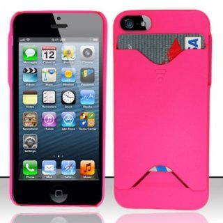 For iPhone 5 (AT&T/Verizon/Sprint/Cricket) Rubberized Cover w/ ID Slot   Hot Pink ID Cover: Cell Phones & Accessories