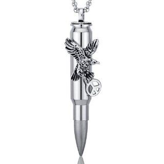 Bald Eagle Design Stainless Steel Bullet Pendant Necklace for Men: Peora: Jewelry