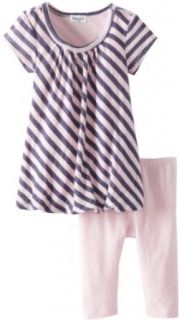 Splendid Littles Baby Girls Newborn French Stripe Bubble Tunic Set, Pink Ribbon, 6 12 Months: Infant And Toddler Pants Clothing Sets: Clothing