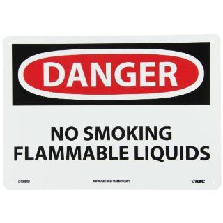 NMC D588RB OSHA Sign, Legend "DANGER   NO SMOKING FLAMMABLE LIQUIDS", 14" Length x 10" Height, Rigid Plastic, Black/Red on White: Industrial & Scientific