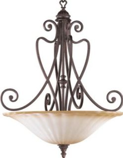 Quorum 8326 5 44 Summerset   Five Light Pendant, Toasted Sienna Finish with Antique Amber Scavo Glass   Ceiling Pendant Fixtures  