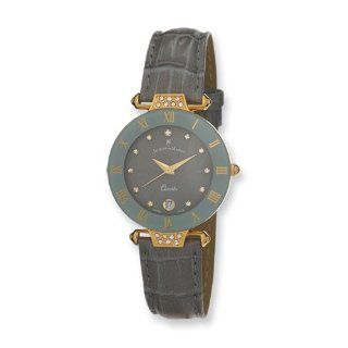 Ladies Jacques Du Manoir Grey Strap Crystal Accent Watch, Best Quality Free Gift Box Satisfaction Guaranteed: Watches