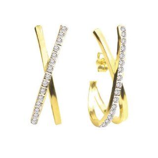 Diamond Fascination 14K Yellow Gold Diamond Accent X Earrings: Hoop Earrings: Jewelry