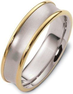 6mm Wide Traditional 14 Karat Yellow Gold & Titanium Wedding Band Ring: Dora Rings: Jewelry