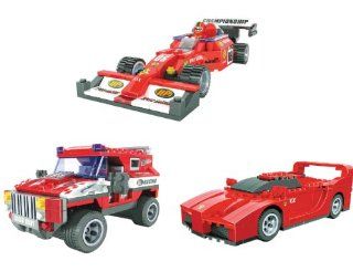 4 Item Bundle: BRICTEK Formula One Race Car, 4x4 Racing, Muscle Race Car 592 pcs Building Blocks (Compatible with Legos) + Coloring Activity Book: Toys & Games