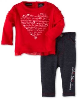 Calvin Klein Baby girls Newborn Top with Pant, Red, 0 3 Months: Clothing
