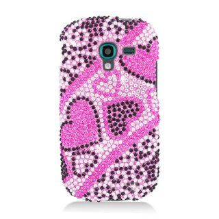 Black Pink Heart Bling Gem Jeweled Crystal Cover Case for Samsung Galaxy Exhibit SGH T599 T Mobile: Cell Phones & Accessories
