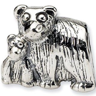 Reflections Beads Silver Bear with Cub Animal Bead: Reflection Beads: Jewelry