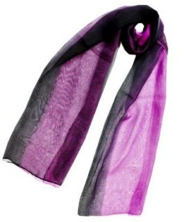 Women's 40% Silk Scarf Purple and Black Stripe Design Fashion Scarves