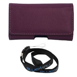 Evecase Purple Leather Carrying Pouch Cover Case for Apple iPhone 4 4s, iPhone 3G 3Gs; LG Optimus F3; HTC Windows Phone 8X, 8S; Samsung Galaxy Exhibit (2013); BlackBerry Q10, Z10; Nokia Lumia 620 with *Neck Strap Lanyard*: Cell Phones & Accessories