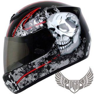 PGR AR01 IMMORTAL SKULL DOT APPROVED Motorcycle Full Face Street Bike Helmet (XXL, BLACK): Automotive
